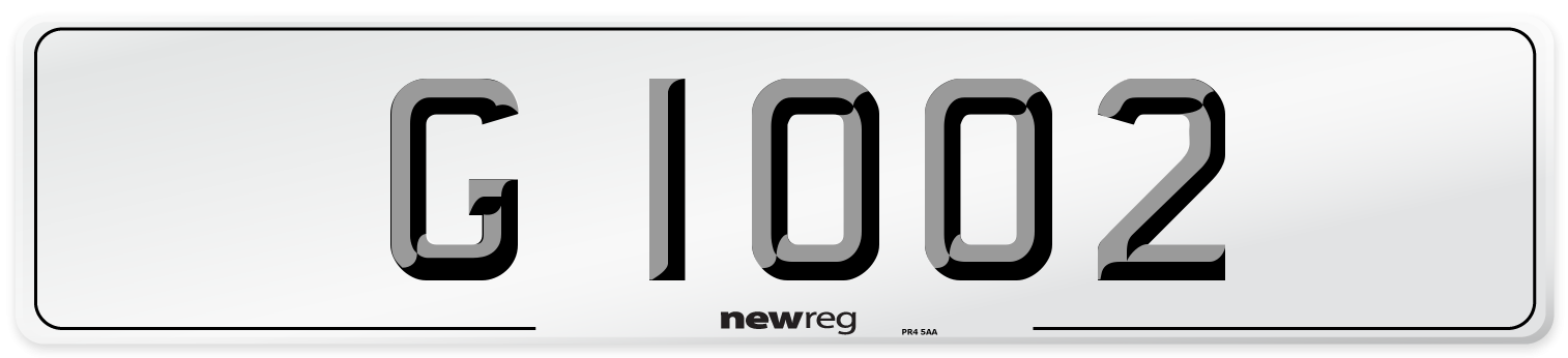G 1002 Number Plate from New Reg